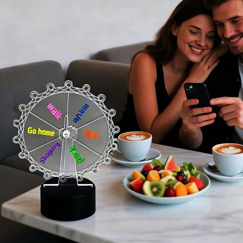 عجلة دوارة جائزة مع مصابيح LED، 6 فتحات قابلة للتخصيص، صانع قرارات على سطح الطاولة 15 سم، USB أو يعمل بالبطارية، للألعاب والكرنفالات والحانات والمكاتب (شفاف، D5.9) in Kuwait