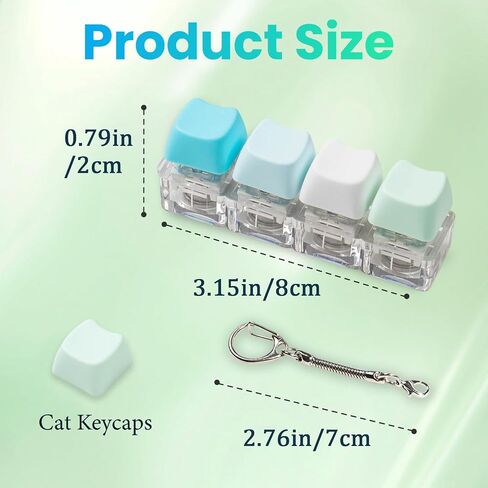 2 Pcs Keyboard Fidget Toy for Adult, Cat Shape Clicker Keyboard Fidget Keychain with LED Lights, White 4-in-1 Loud Stress Relief Fidget Keyboard for Anxiety Decompression (White) in Saudi Arabia