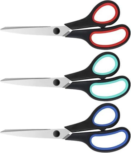 3 Pack 8" Stainless Steel Scissors with Ultra Sharp Blades and Comfort Grip Handles Scissors All Purpose For Office Home School Sewing Crafts in Saudi Arabia