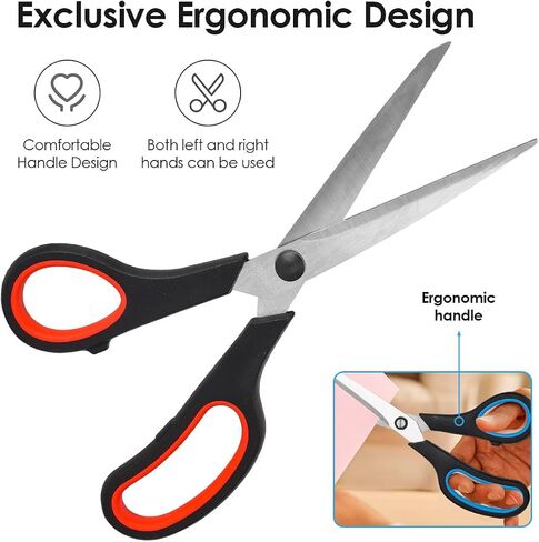 3 Pack 8" Stainless Steel Scissors with Ultra Sharp Blades and Comfort Grip Handles Scissors All Purpose For Office Home School Sewing Crafts in Saudi Arabia