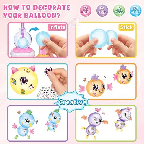 195 قطعة من مجموعة بالونات الأميرة السحرية من BTEC، لعبة صانع البالونات اللاصقة مع مضخة وبالونات نطاطة وملصقات وإكسسوارات ثلاثية الأبعاد، نشاط عيد الميلاد، هدايا عيد ميلاد للأطفال الأولاد والبنات من عمر 3 سنوات فما فوق in Kuwait