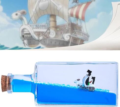 سفينة قراصنة غير قابلة للغرق في صندوق زجاجة، غير قابلة للغرق OP Anime Boat نموذج سائل الانجراف زجاجة زينة ديكور مكتب حلية للأولاد والبنات هدية (Going Merry-B) in Saudi Arabia