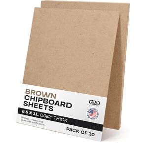 Chipboard Sheets 8.5" x 11", Pack of 70 - USA-Made Cardboard Sheets for Scrapbooking, Framing - Heavy-Duty 0.022" Thickness Brown Cardstock - Chip Board Pads for Crafts, DIY Projects by IDL Packaging in Kuwait