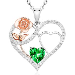 Infinity Rose Flower Necklace for Women–S925 Sterling Silver 18k Rose Gold Plated Birthstone Pendant,Gift for Her Mom Wife Girlfriend Lady,Fine Jewelry for Anniversary Valentine Dating Birthday Wedding in Kuwait