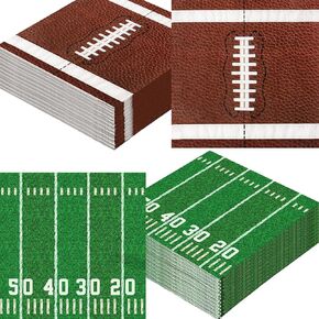 100-Pack Football Party Napkins, 2 Designs, Disposable Paper Napkins for Super Bowl, Football Birthday, Tailgate Party Decorations & Supplies in Kuwait