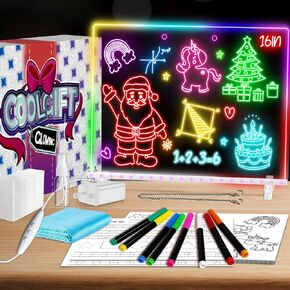 16" Led Drawing Board for Kids with 18 Tracing Pages - 4 Modes & Acrylic Led Note Board with 7 Colors, Light up Magic Boards for Art Kit, Birthday & Christmas Gifts for Teenage Girls & Boys, 39PCS in Saudi Arabia