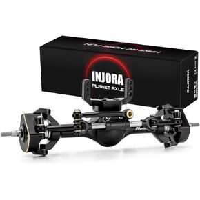 INJORA +7mm Planet Front and Rear Axles with Scale Hydraulic Steering & Double Joint Shafts for 1/18 TRX4M Upgrade(Black) in Kuwait