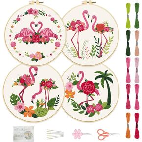 FREEBLOSS 4 Set Tarot Style Embroidery Kit for Beginners Cross Stitch Kit with Instructions Full Kit of Embroidery Cloth Embroidery Hoops 12 Colors Floss in Kuwait