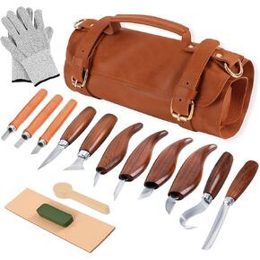 Wood Carving Kit, Deluxe Wood Carving Tools with Large Leather Case, 8Pcs Whittling Knives, 3 Detail Carving Knives, Whittling Kit for Beginners DIY in Saudi Arabia
