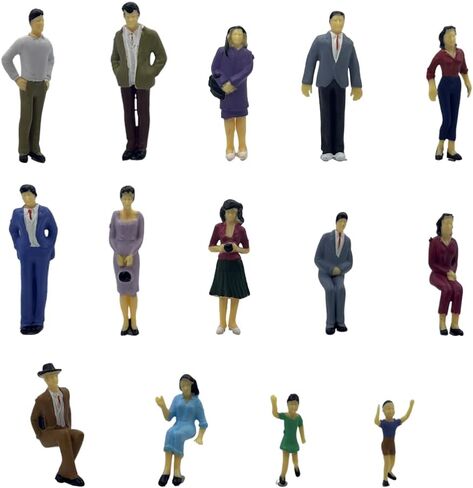 14 Pcs 1/25 Scale Miniature Figures,Mini Figures,Dollhouse People, Mini People for Diorama Project, Landscape Projects, Miniature Dollhouse, Train Layout,House scences, School Project in Saudi Arabia