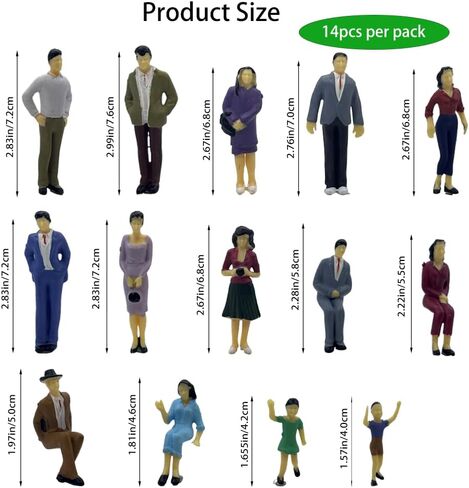 14 Pcs 1/25 Scale Miniature Figures,Mini Figures,Dollhouse People, Mini People for Diorama Project, Landscape Projects, Miniature Dollhouse, Train Layout,House scences, School Project in Saudi Arabia