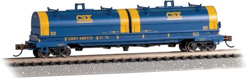 قطارات باخمان - سيارة ذات ملف فولاذي مقاس 55 قدمًا مع تحميل ملف - CSX® #496172 مع غطاء مستدير - مقياس N in Saudi Arabia