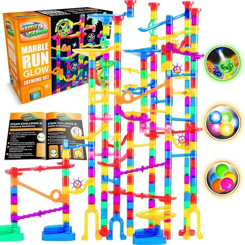 Marble Genius Glow in The Dark Marbles for Marble Run - 50 Pieces, Multicolor, Medium, Ages 4 & Up - Light-Up LED Orbs for Race Track & Colorful Play in Saudi Arabia
