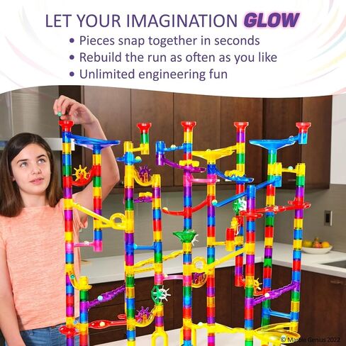 Marble Genius Glow in The Dark Marbles for Marble Run - 50 Pieces, Multicolor, Medium, Ages 4 & Up - Light-Up LED Orbs for Race Track & Colorful Play in Saudi Arabia