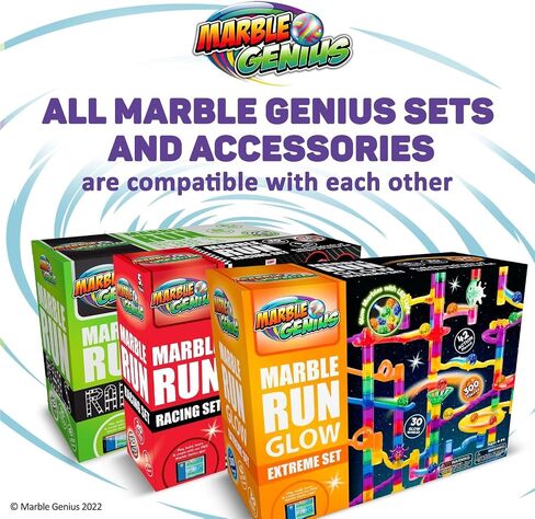 Marble Genius Glow in The Dark Marbles for Marble Run - 50 Pieces, Multicolor, Medium, Ages 4 & Up - Light-Up LED Orbs for Race Track & Colorful Play in Saudi Arabia