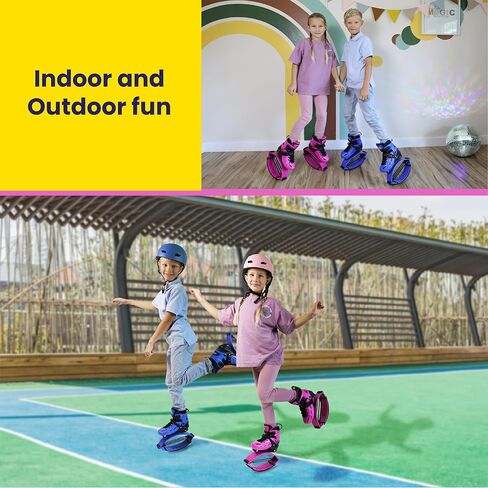 New Bounce Jumping Shoes for Kids - Premium Moon Boots - Durable Kangaroo Jumpers - Strong, Safe and Adjustable Fit, Perfect for Exercise and Fun - New & Improved Edition (Large, Blue) in Kuwait