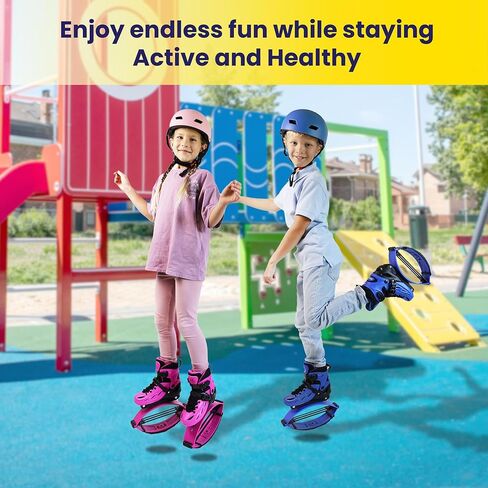 New Bounce Jumping Shoes for Kids - Premium Moon Boots - Durable Kangaroo Jumpers - Strong, Safe and Adjustable Fit, Perfect for Exercise and Fun - New & Improved Edition (Large, Blue) in Kuwait