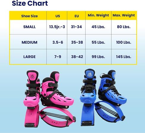 New Bounce Jumping Shoes for Kids - Premium Moon Boots - Durable Kangaroo Jumpers - Strong, Safe and Adjustable Fit, Perfect for Exercise and Fun - New & Improved Edition (Large, Blue) in Kuwait