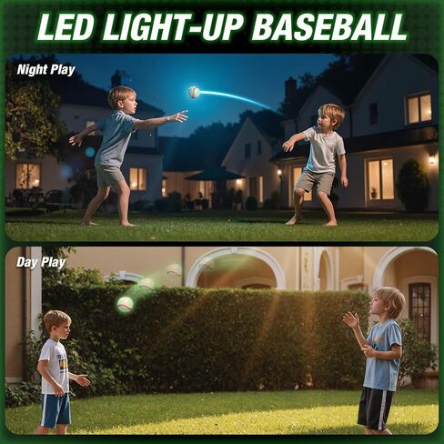 لعبة بيسبول مضيئة مع مصباح LED قابل لإعادة الشحن، 9 أوضاع إضاءة تتوهج في البيسبول الداكن، كرات بيسبول جلدية ذات حجم رسمي للنهار والليل في الأماكن المغلقة والخارجية، لعبة رياضية للأولاد من سن 8 إلى 12 عامًا in Kuwait