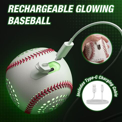 لعبة بيسبول مضيئة مع مصباح LED قابل لإعادة الشحن، 9 أوضاع إضاءة تتوهج في البيسبول الداكن، كرات بيسبول جلدية ذات حجم رسمي للنهار والليل في الأماكن المغلقة والخارجية، لعبة رياضية للأولاد من سن 8 إلى 12 عامًا in Kuwait