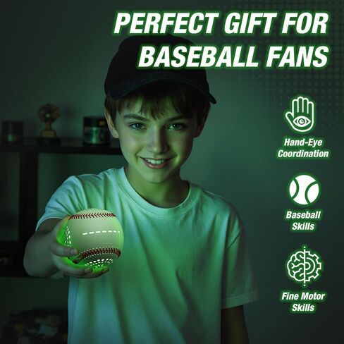 لعبة بيسبول مضيئة مع مصباح LED قابل لإعادة الشحن، 9 أوضاع إضاءة تتوهج في البيسبول الداكن، كرات بيسبول جلدية ذات حجم رسمي للنهار والليل في الأماكن المغلقة والخارجية، لعبة رياضية للأولاد من سن 8 إلى 12 عامًا in Kuwait