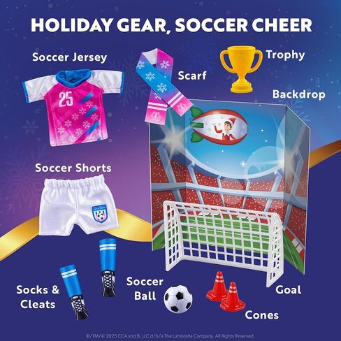 The Elf on the Shelf Polar Props North Pole Pitch Kit - 11-in-1 Elf Props and Accessories for Easy Sporty Soccer Elf Scenes - Scout Elf Not Included in Saudi Arabia