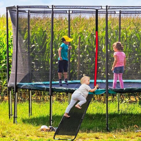 Universal Trampoline Slide Ladder with Handles - Heavy-Duty Tear-Resistant Fabric, Easy Assembly, Safe Climbing & Sliding for Kids/Toddlers, Fits Most Round/Rectangular Trampolines in Saudi Arabia
