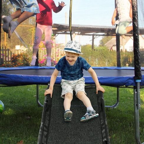 Universal Trampoline Slide Ladder with Handles - Heavy-Duty Tear-Resistant Fabric, Easy Assembly, Safe Climbing & Sliding for Kids/Toddlers, Fits Most Round/Rectangular Trampolines in Saudi Arabia