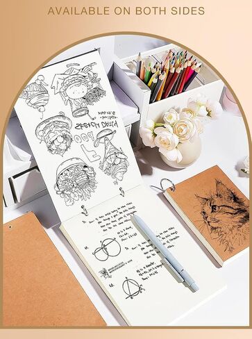 Blank Notebook, Thicken Hardcover Sketchbook Unlined Notebook, 100 Sheets, 100gsm Paper, 5.6 x 8.2in, Journal for Drawing, Art, Travelers Gifts and Office Supplies, A5 Kraft Cover in Saudi Arabia