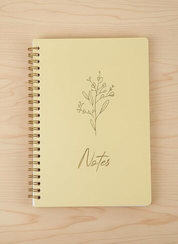 A5 Notebook 80 Sheets Coil Book Simple Student Diary Pp Hot Stamping Cover Yellow in Saudi Arabia