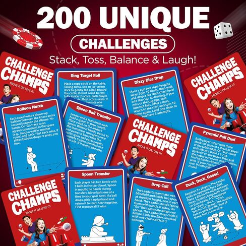 Action Party Game – 200 Skill Challenges for Team Building, Family Game Night | Complete Set for Adults, Teens, Kids 8+ with 10+ Accessories | Competitive Group Activity in Saudi Arabia