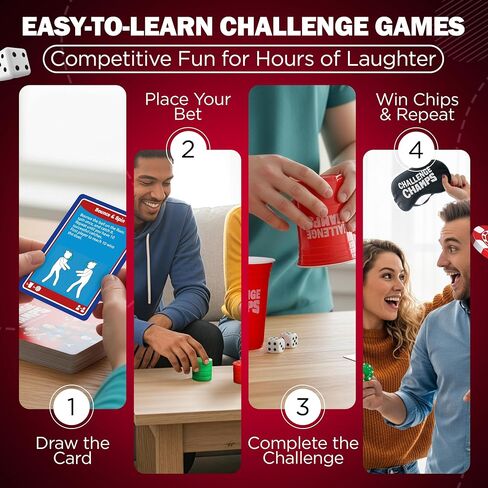 Action Party Game – 200 Skill Challenges for Team Building, Family Game Night | Complete Set for Adults, Teens, Kids 8+ with 10+ Accessories | Competitive Group Activity in Saudi Arabia