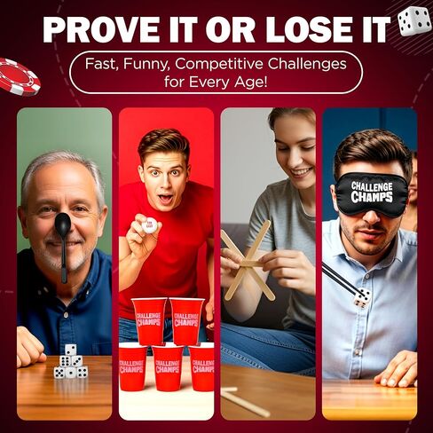 Action Party Game – 200 Skill Challenges for Team Building, Family Game Night | Complete Set for Adults, Teens, Kids 8+ with 10+ Accessories | Competitive Group Activity in Saudi Arabia