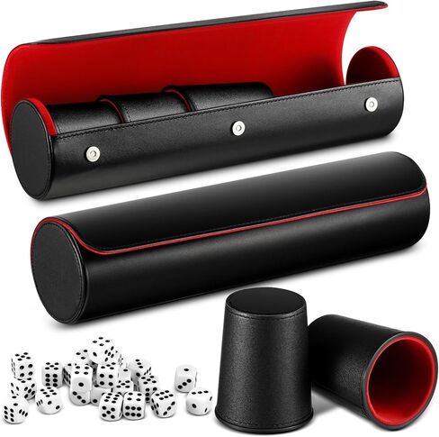 2 Set Black Leather Dice Cups Include 10 Leather Dice Cups, 50 Dice and 2 Leather Storage Case with Magnetic Closure, Liars Dice Game Gift for Party, Craps, Backgammon in Saudi Arabia
