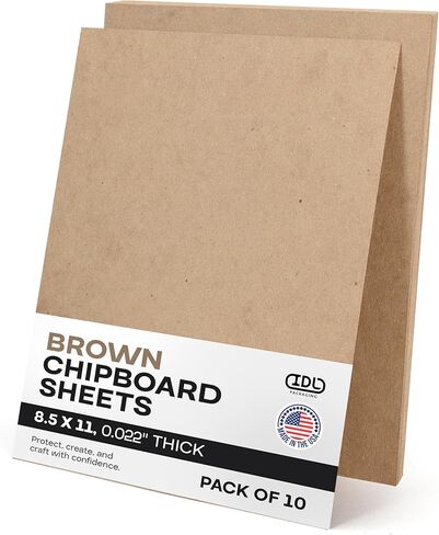 Chipboard Sheets 8.5" x 11", Pack of 70 - USA-Made Cardboard Sheets for Scrapbooking, Framing - Heavy-Duty 0.022" Thickness Brown Cardstock - Chip Board Pads for Crafts, DIY Projects by IDL Packaging in Kuwait