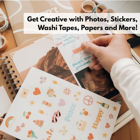 مجموعة سجل القصاصات - ألبوم صور مكون من 80 صفحة سجل قصاصات DIY - يحمل أكثر من 300 صورة، مع أقلام معدنية، وأكثر من 150 ملصقًا، وقلم صمغ، وأشرطة واشي، وورق داعم، وملصقات زوايا الصور (مجموعة المبتدئين - 8 × 8 بوصة، كرافت) in Kuwait