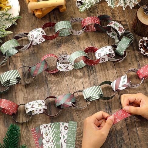 300Pcs Christmas Paper Chains Double-Sided Red Green Decorative Paper Links for Winter Xmas Party Favors DIY Crafts Supplies in Saudi Arabia