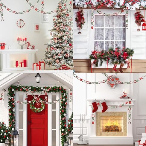 300Pcs Christmas Paper Chains Double-Sided Red Green Decorative Paper Links for Winter Xmas Party Favors DIY Crafts Supplies in Saudi Arabia