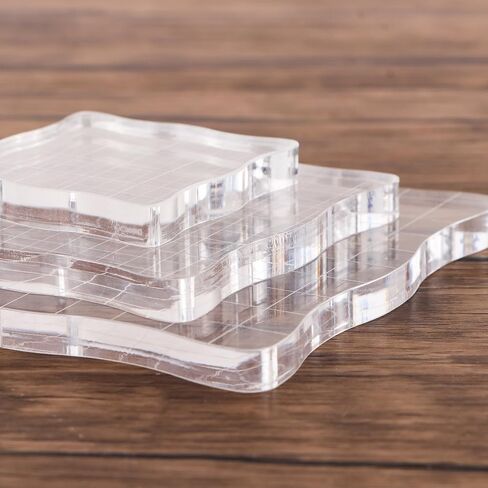 3 Pieces Acrylic Stamp Blocks Set Clear Stamping Blocks Tools for Kids with Grid and Grip Scrapbooking Craft Making, Decorative DIY Essential Stamping Tool(Lace Edge) in Saudi Arabia