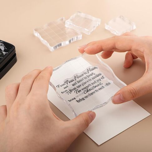 3 Pieces Acrylic Stamp Blocks Set Clear Stamping Blocks Tools for Kids with Grid and Grip Scrapbooking Craft Making, Decorative DIY Essential Stamping Tool(Lace Edge) in Saudi Arabia