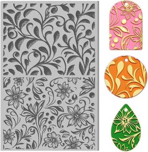Generic Abstract Floral Leaves Polymer Clay Texture Sheets, Rectangular, 2.56 x 0.11 inches, Clear in Saudi Arabia