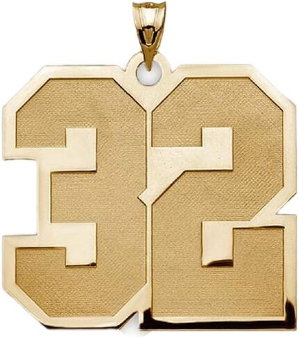 PicturesOnGold.com ذهب أصفر عيار 14 قيراط - 3/4 بوصة × 3/4 بوصة - سحر أو قلادة بأرقام رياضية مكونة من رقمين in Saudi Arabia