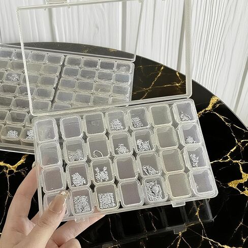 Bead Organizer Box with 28 Grids, Clear Jewelry Storage Containers - Transparent Earring & Ring Display Case, Plastic Craft Storage Container for Bracelet Making, DIY Nail, Jewelry and Earrings in Saudi Arabia