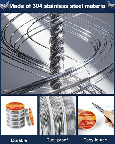 FIVEIZERO Stainless Steel Wire for Jewelry Making,Include 18/20/22/24/26/28 Gauge 304 Stainless Steel Beading Wire Thin Metal Craft Wire for Necklace,Bead Stringing,DIY Jewelry,Floral and Home Crafts in Saudi Arabia