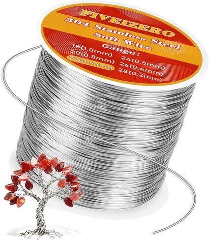 FIVEIZERO Stainless Steel Wire for Jewelry Making,Include 18/20/22/24/26/28 Gauge 304 Stainless Steel Beading Wire Thin Metal Craft Wire for Necklace,Bead Stringing,DIY Jewelry,Floral and Home Crafts in Saudi Arabia