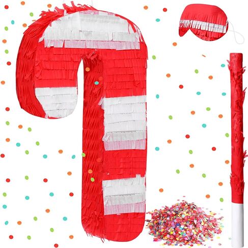 Christmas Tree Pinata 16 Inch Christmas Pinata with Stick Blindfold and Confetti Pack Christmas Mexican Pinata Bundle for Boys Girls Birthday Xmas Holiday Pinata Game, As Shown in Picture in Saudi Arabia
