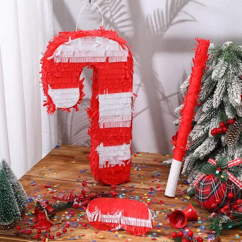 Christmas Tree Pinata 16 Inch Christmas Pinata with Stick Blindfold and Confetti Pack Christmas Mexican Pinata Bundle for Boys Girls Birthday Xmas Holiday Pinata Game, As Shown in Picture in Saudi Arabia
