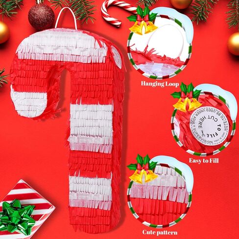Christmas Tree Pinata 16 Inch Christmas Pinata with Stick Blindfold and Confetti Pack Christmas Mexican Pinata Bundle for Boys Girls Birthday Xmas Holiday Pinata Game, As Shown in Picture in Saudi Arabia