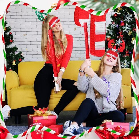 Christmas Tree Pinata 16 Inch Christmas Pinata with Stick Blindfold and Confetti Pack Christmas Mexican Pinata Bundle for Boys Girls Birthday Xmas Holiday Pinata Game, As Shown in Picture in Saudi Arabia