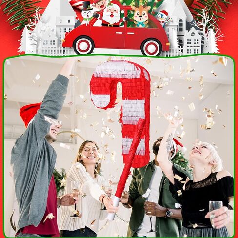 Christmas Tree Pinata 16 Inch Christmas Pinata with Stick Blindfold and Confetti Pack Christmas Mexican Pinata Bundle for Boys Girls Birthday Xmas Holiday Pinata Game, As Shown in Picture in Saudi Arabia